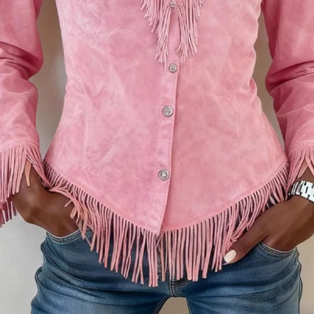 Marlyn | Elegante Bluse mit Fransen und Knöpfen