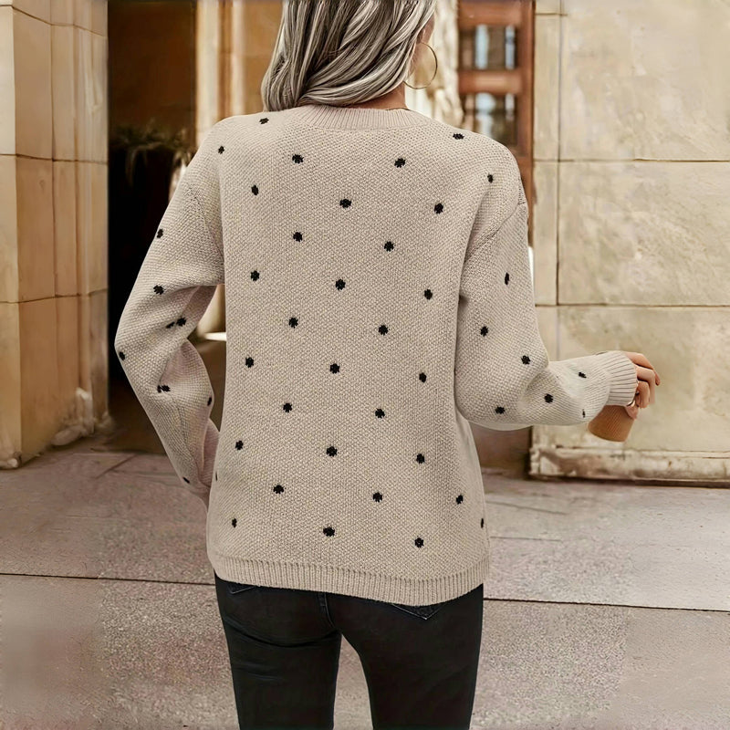Nina™ - Sweter z Dzianiny w Kropki