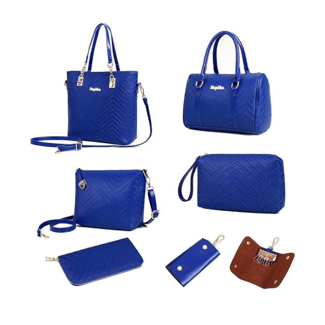 Amanda | Klassisches Set aus 6 PU-Lederhandtaschen