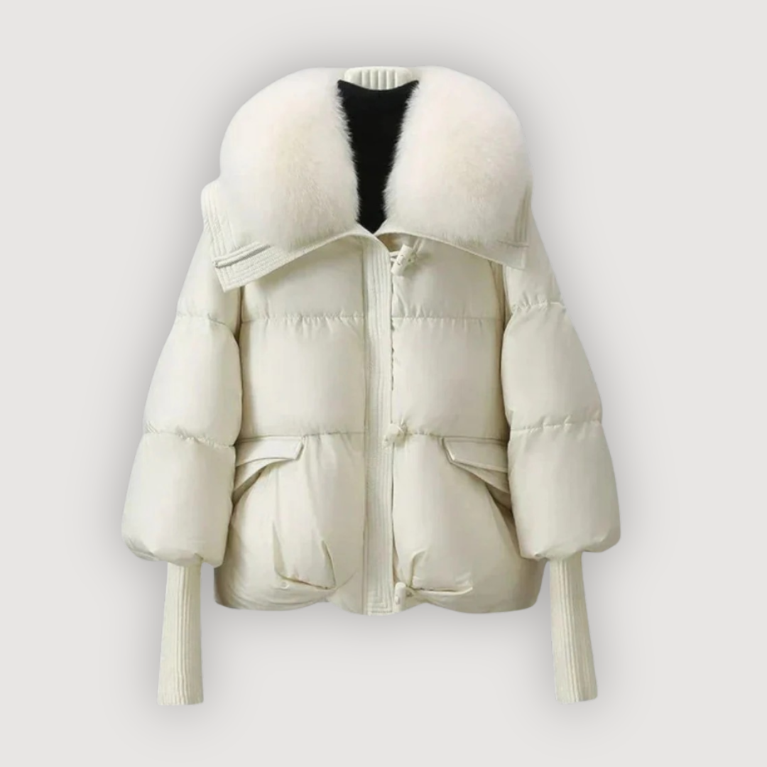 EVETTE – LUKSUSOWA KURTKA PUFFER Z FUTRZANYM KOŁNIERZEM