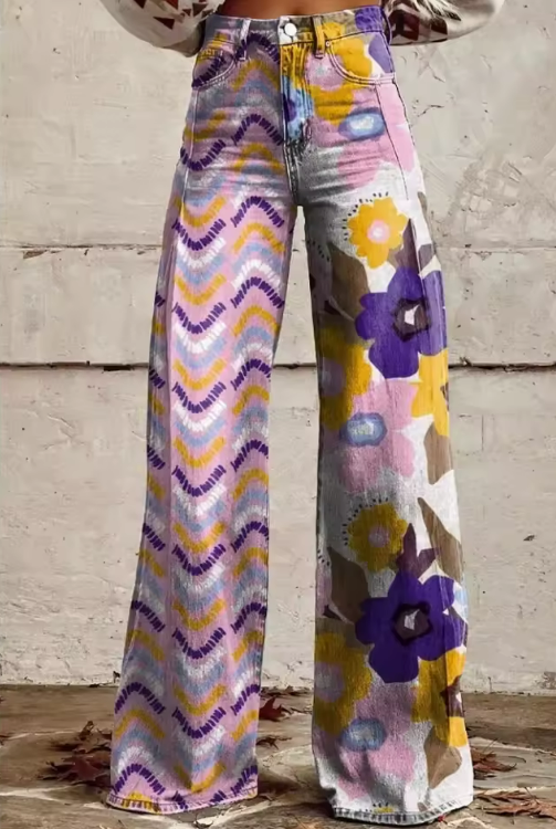 ISADORA | BOHO SPODNIE KWIATOWE Z WYSOKIM STANEM I ARTYSTYCZNYM KOMFORTEM NA FESTIWALE