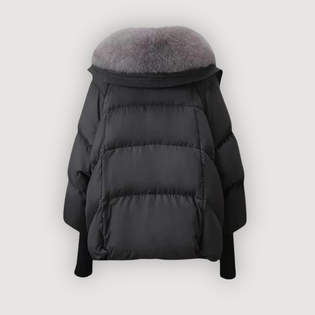 EVETTE – LUKSUSOWA KURTKA PUFFER Z FUTRZANYM KOŁNIERZEM