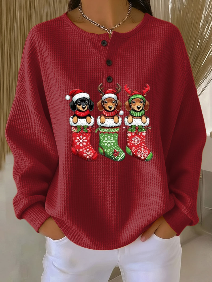 Grethe | Vintage Weihnachts-Sweatshirt mit Hundemotiv