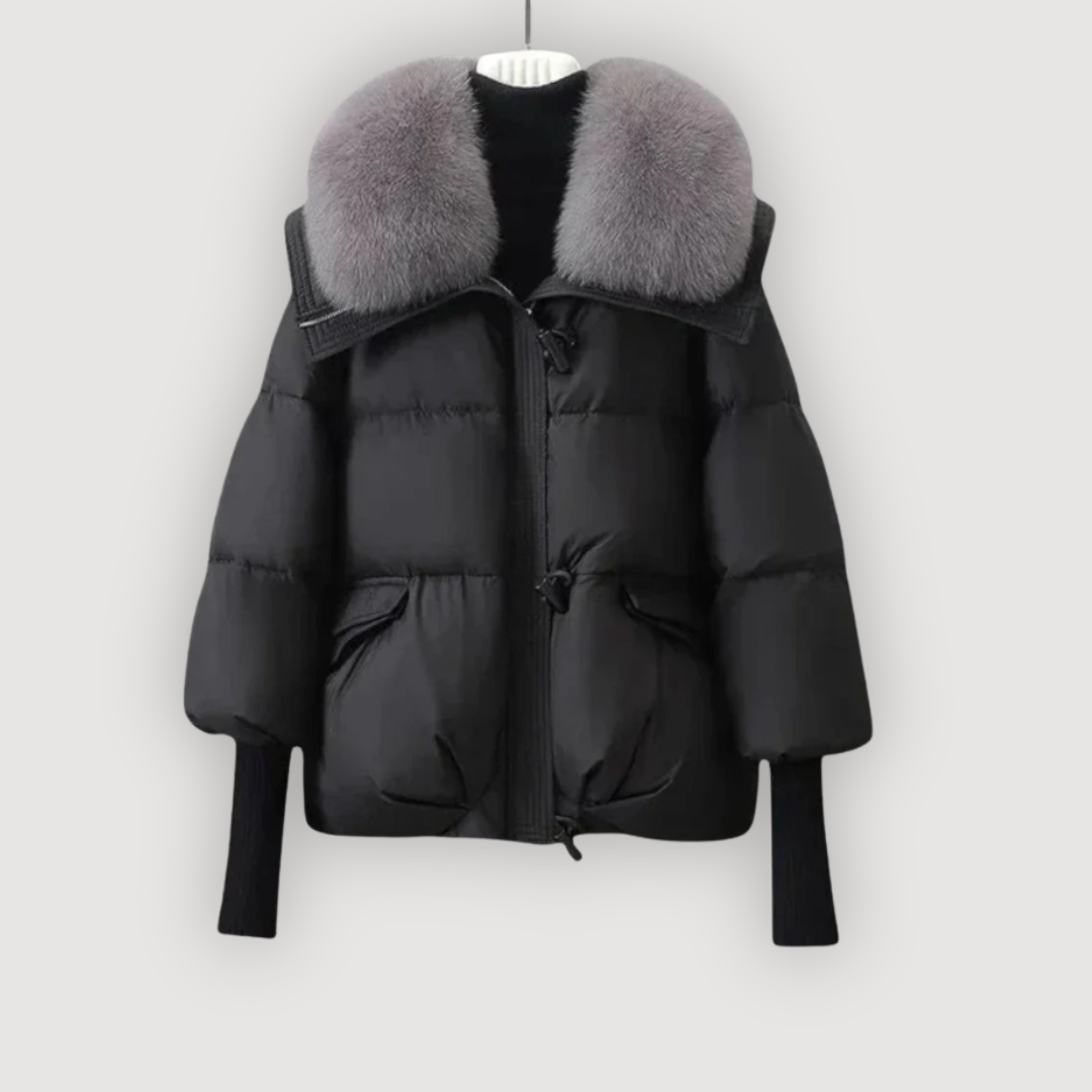 EVETTE – LUKSUSOWA KURTKA PUFFER Z FUTRZANYM KOŁNIERZEM