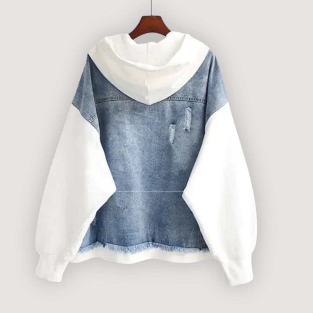 CELYN – Lässiges Denim-Hoodie-T-Shirt