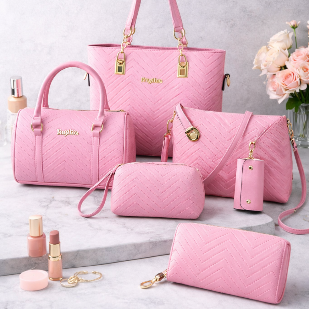Amanda | Klassisches Set aus 6 PU-Lederhandtaschen
