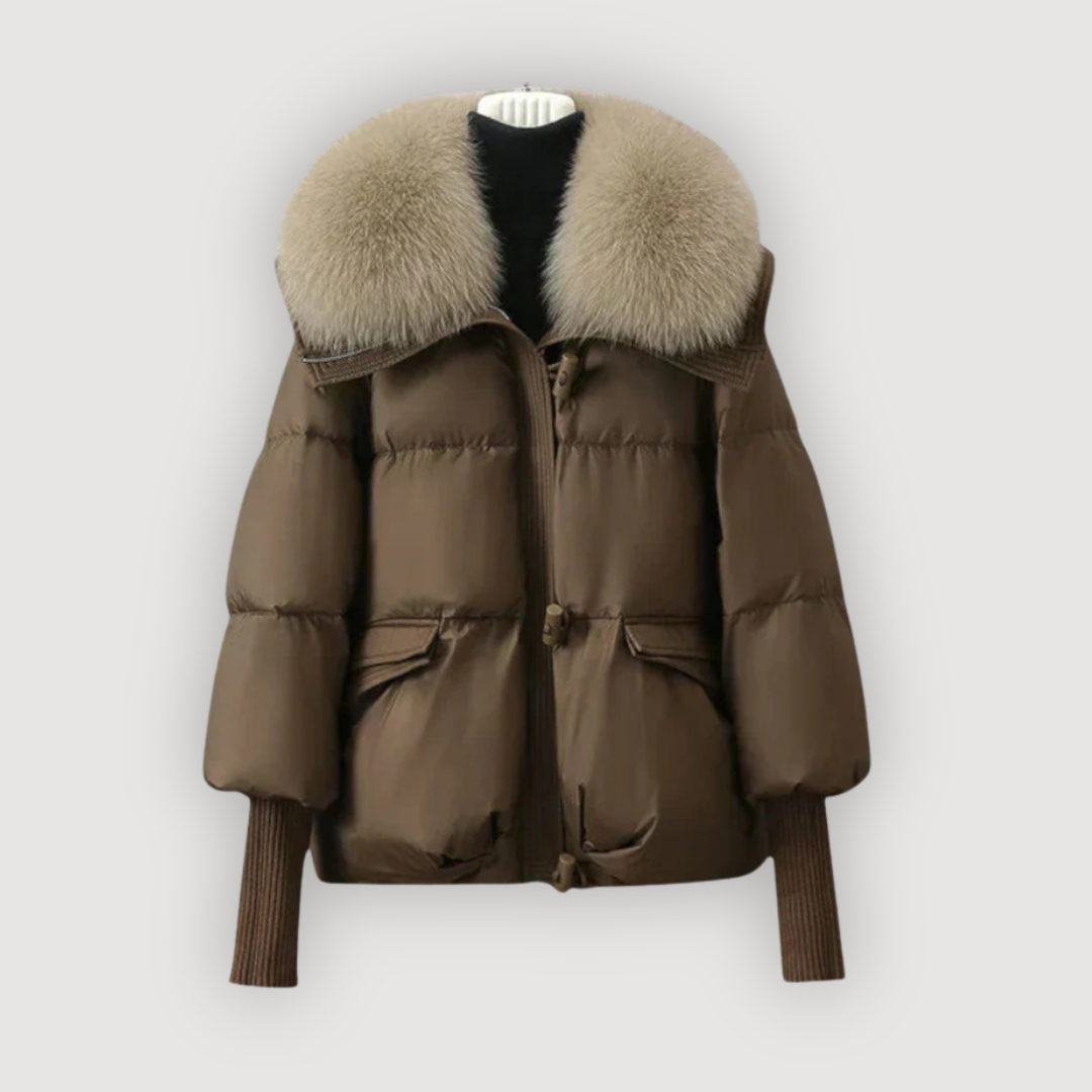 EVETTE – LUKSUSOWA KURTKA PUFFER Z FUTRZANYM KOŁNIERZEM