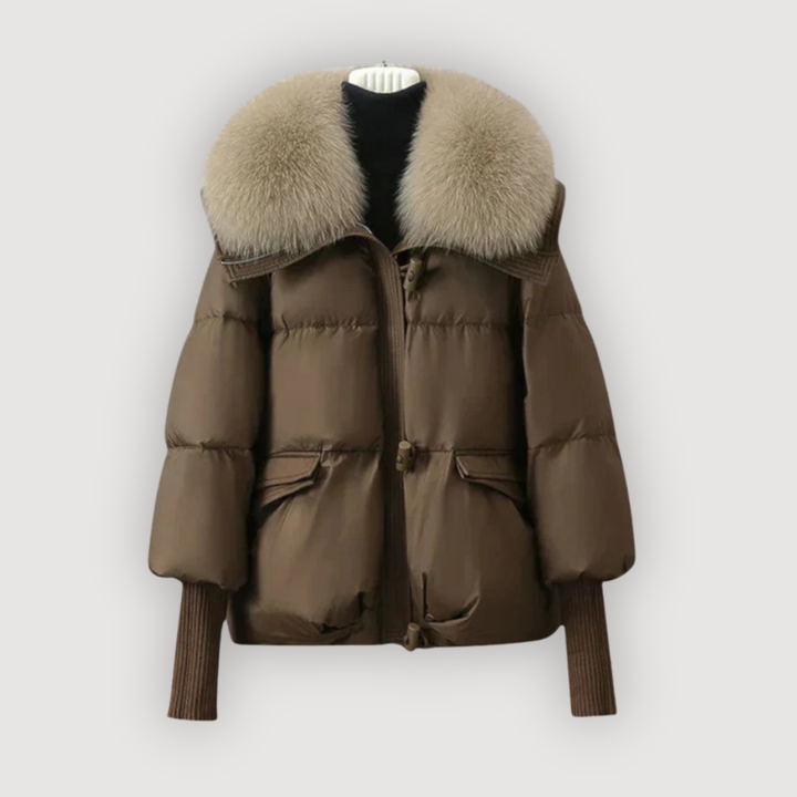 EVETTE – LUKSUSOWA KURTKA PUFFER Z FUTRZANYM KOŁNIERZEM