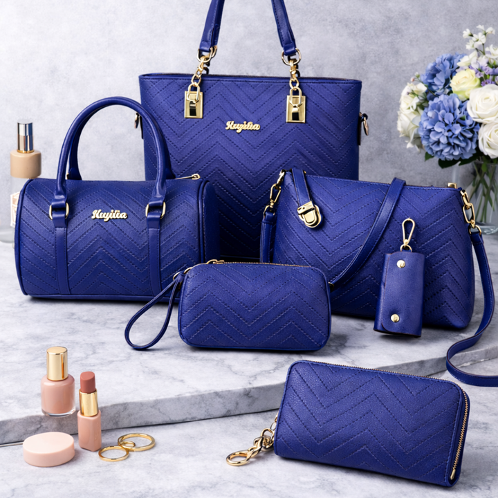 Amanda | Klassisches Set aus 6 PU-Lederhandtaschen