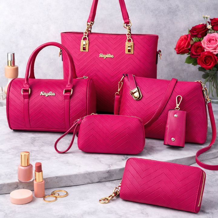 Amanda | Klassisches Set aus 6 PU-Lederhandtaschen