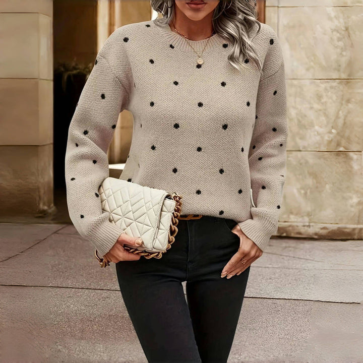 Nina™ - Sweter z Dzianiny w Kropki