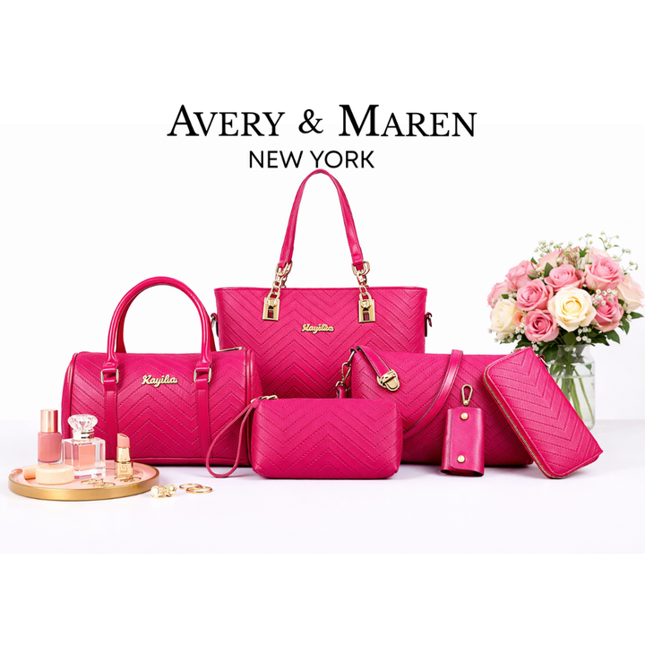 Amanda | Klassisches Set aus 6 PU-Lederhandtaschen