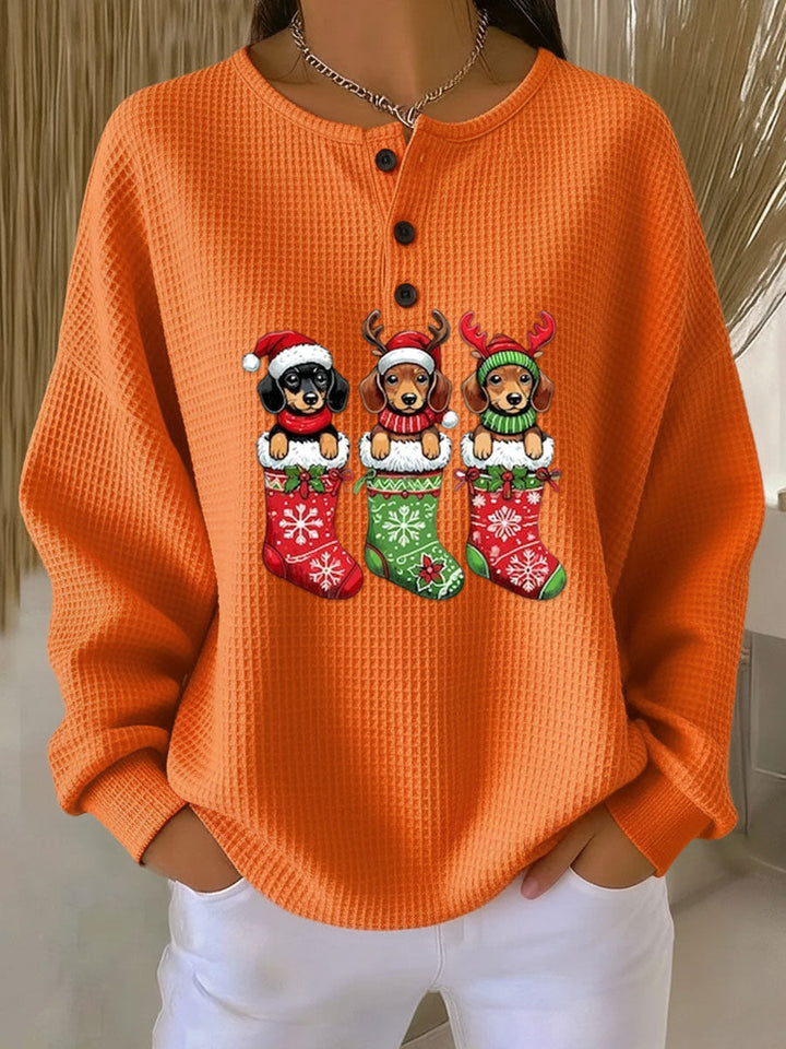 Grethe | Vintage Weihnachts-Sweatshirt mit Hundemotiv