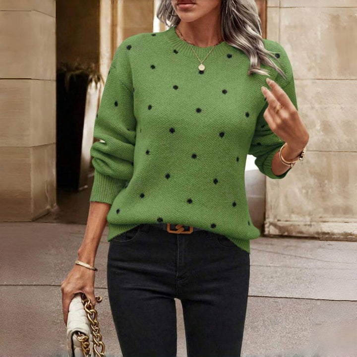 Nina™ - Sweter z Dzianiny w Kropki