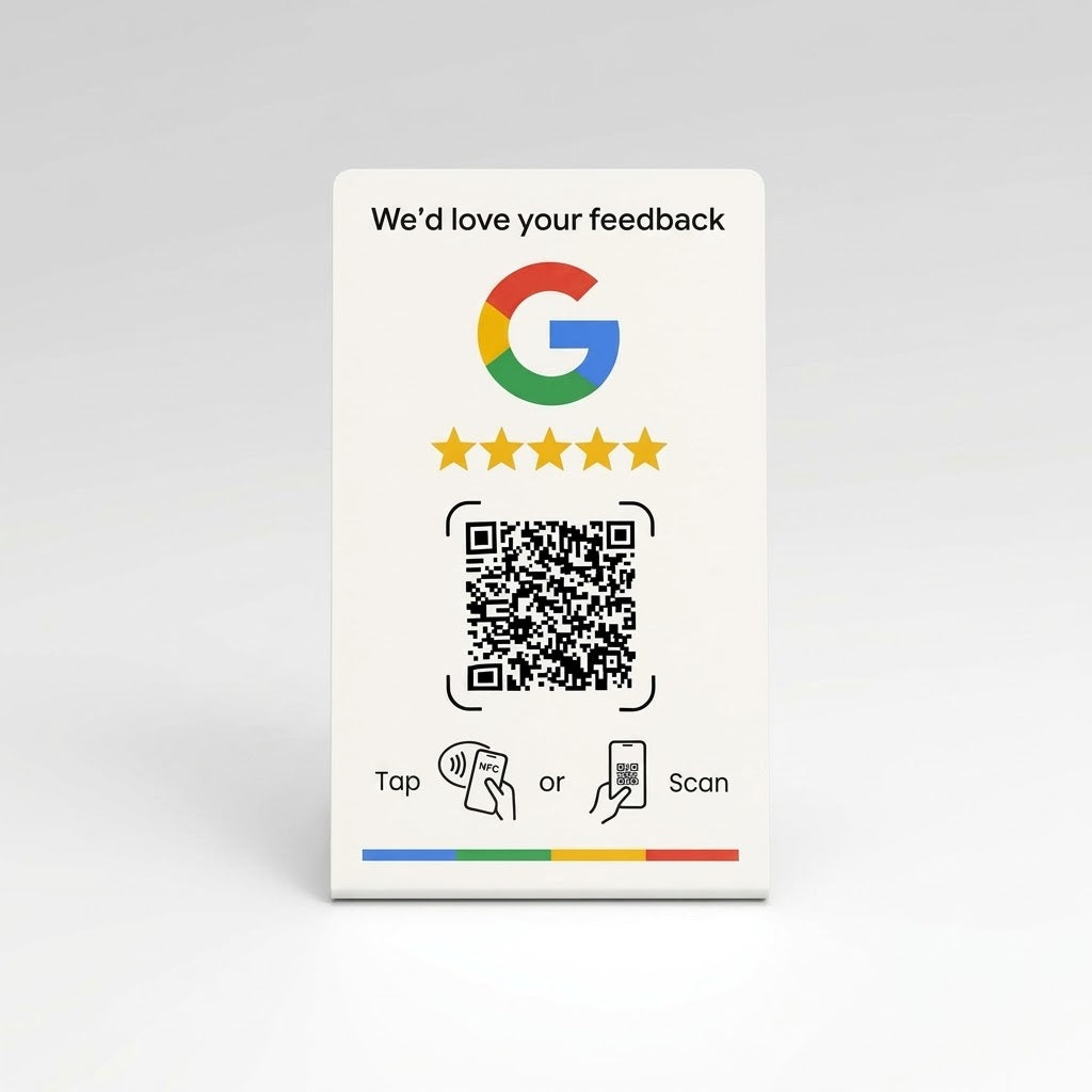Google Review Card Staand - Wit