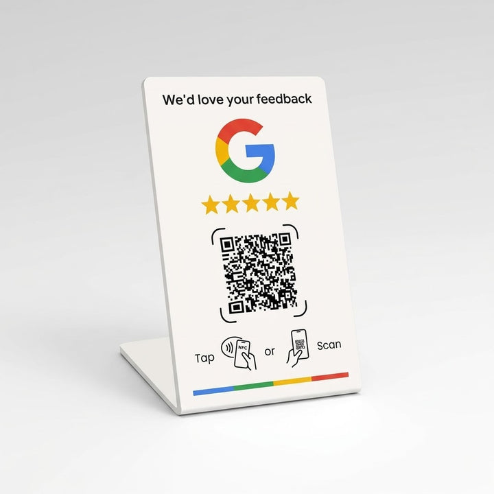 Google Review Card Staand - Wit