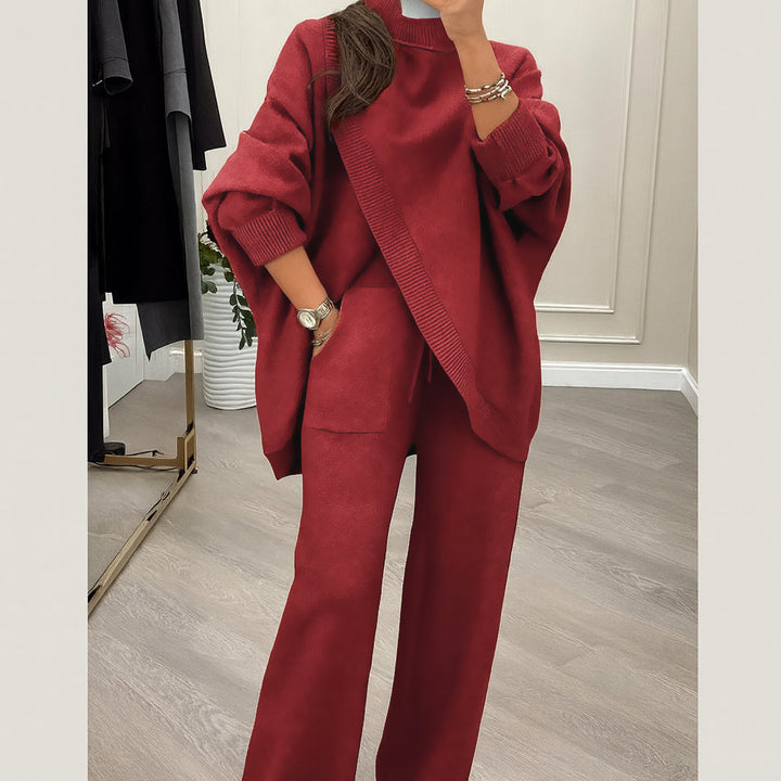 LILA | DAMEN 2-TEILIGES OVERSIZED STRICKPULLOVER- UND HOSEN-SET