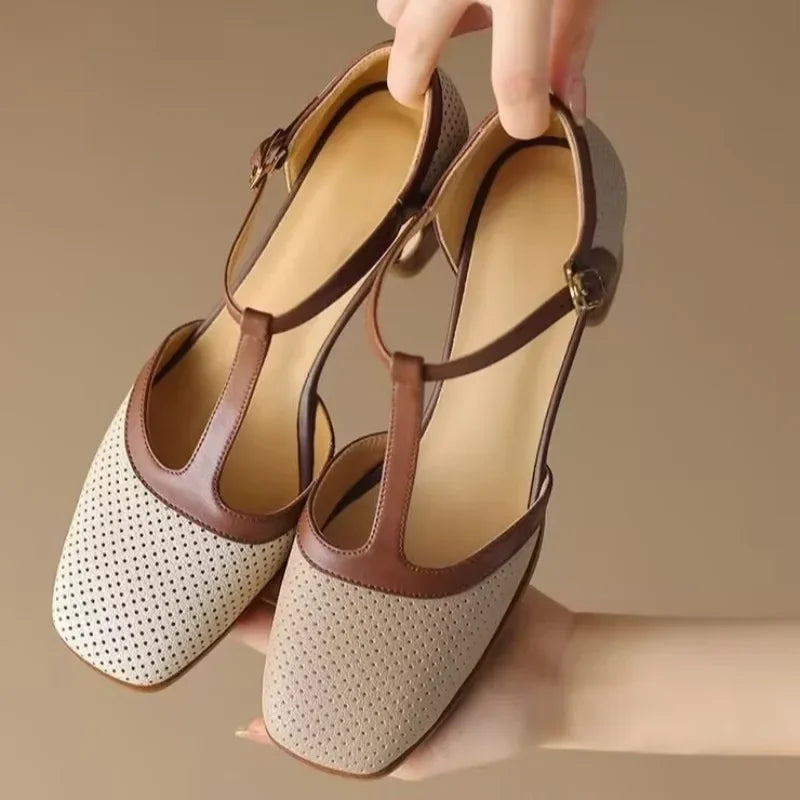Isava Echtleder-Midi-Absatzschuhe