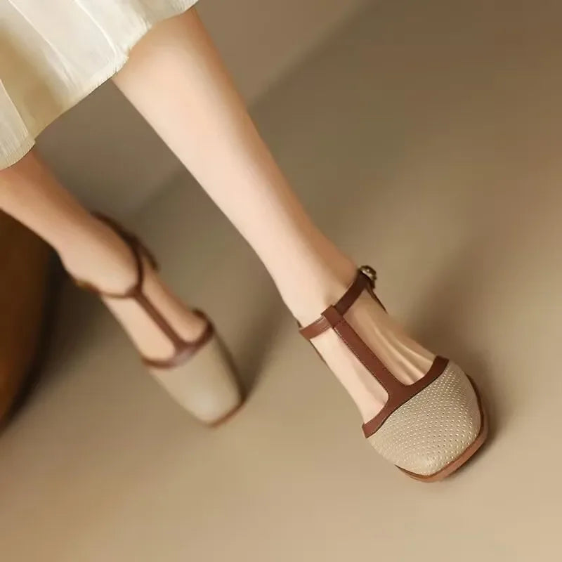 Isava Echtleder-Midi-Absatzschuhe