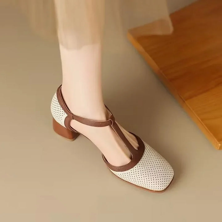 Isava Echtleder-Midi-Absatzschuhe