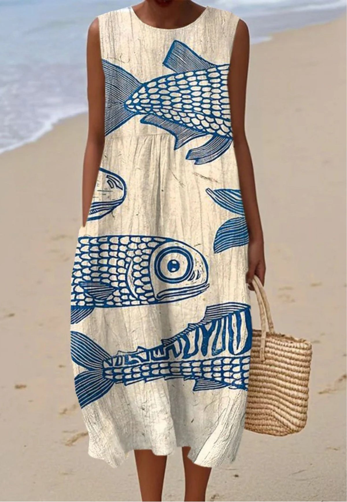 ELARA | VINTAGE-INSPIRIERTES KLEID MIT FISCHPRINT