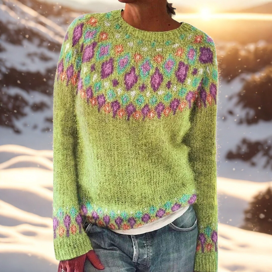 Matilda – Sweter Comfort Knit z detalami Fair Isle