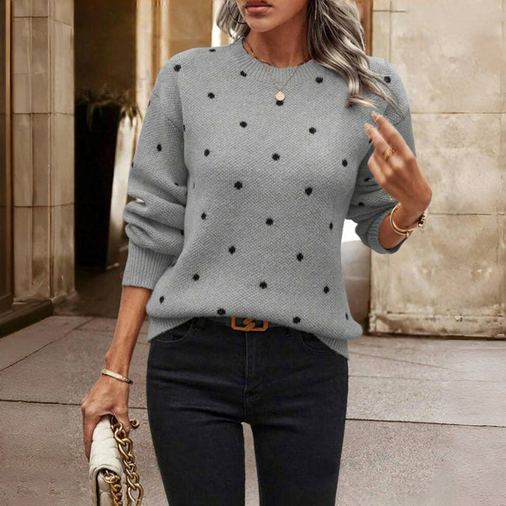 Nina™ - Sweter z Dzianiny w Kropki