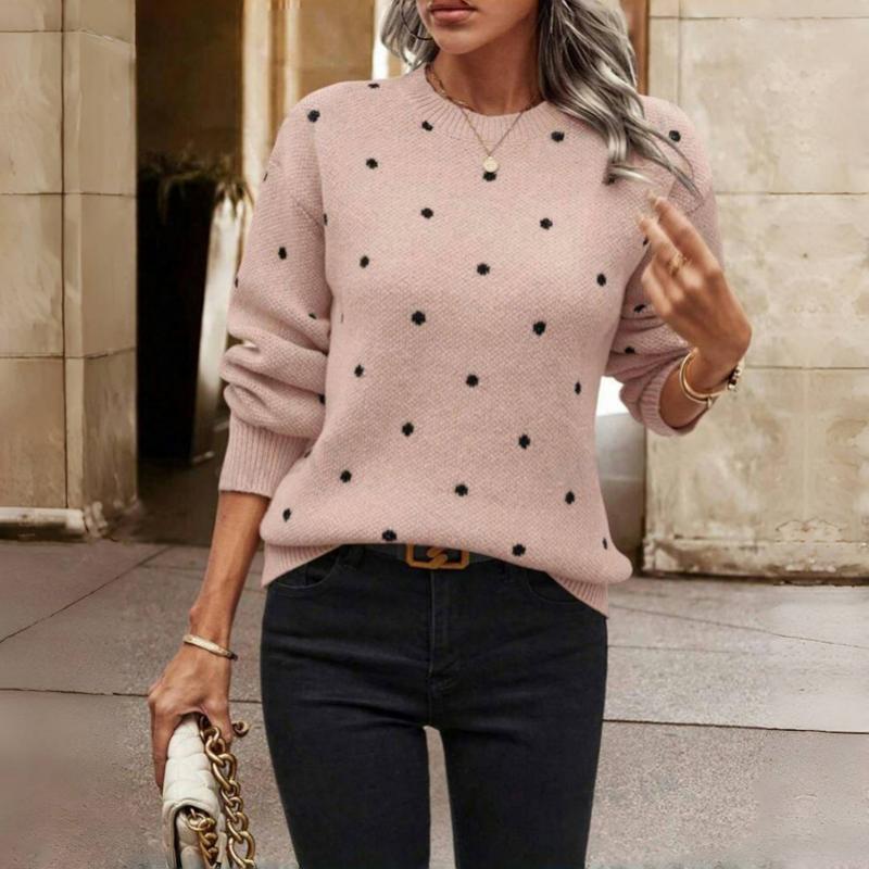 Nina™ - Sweter z Dzianiny w Kropki