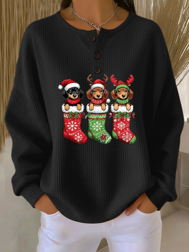 Grethe | Vintage Weihnachts-Sweatshirt mit Hundemotiv