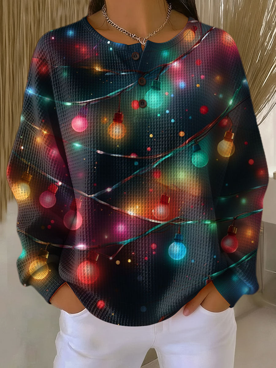 Sanna | Sweter Bożonarodzeniowy z Lampionami i Przytulnym Klimatem