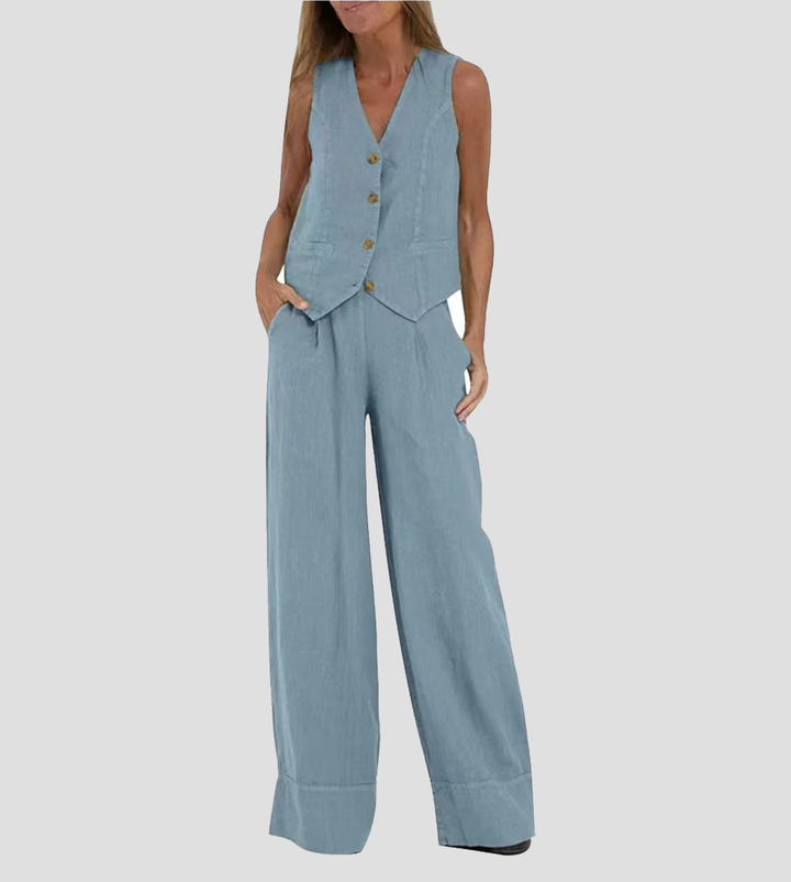 Aira - Weste mit Knöpfen und weite Hose