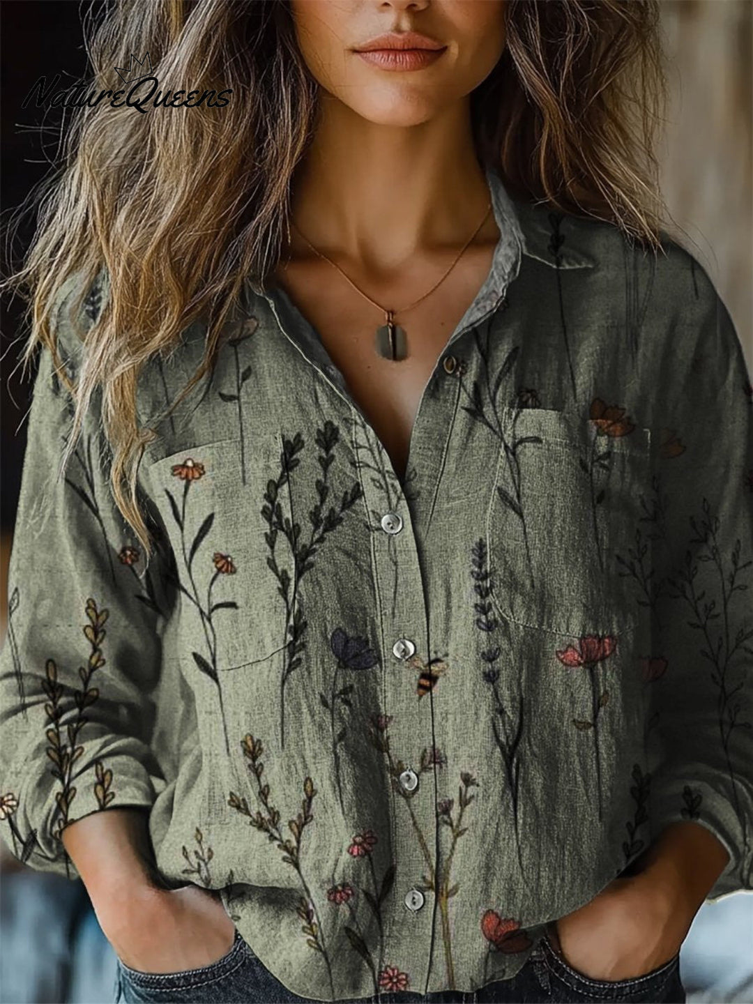 Koszula Bawełniana Vintage Casual z Długim Rękawem
