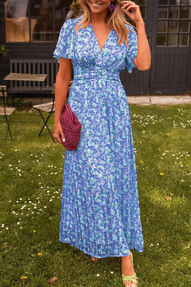 KYNAVA – MAXIKLEID MIT HERZAUSSCHNITT UND BLUMENPRINT
