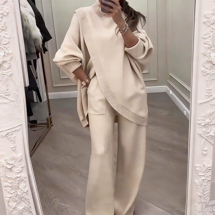 LILA | DAMEN 2-TEILIGES OVERSIZED STRICKPULLOVER- UND HOSEN-SET